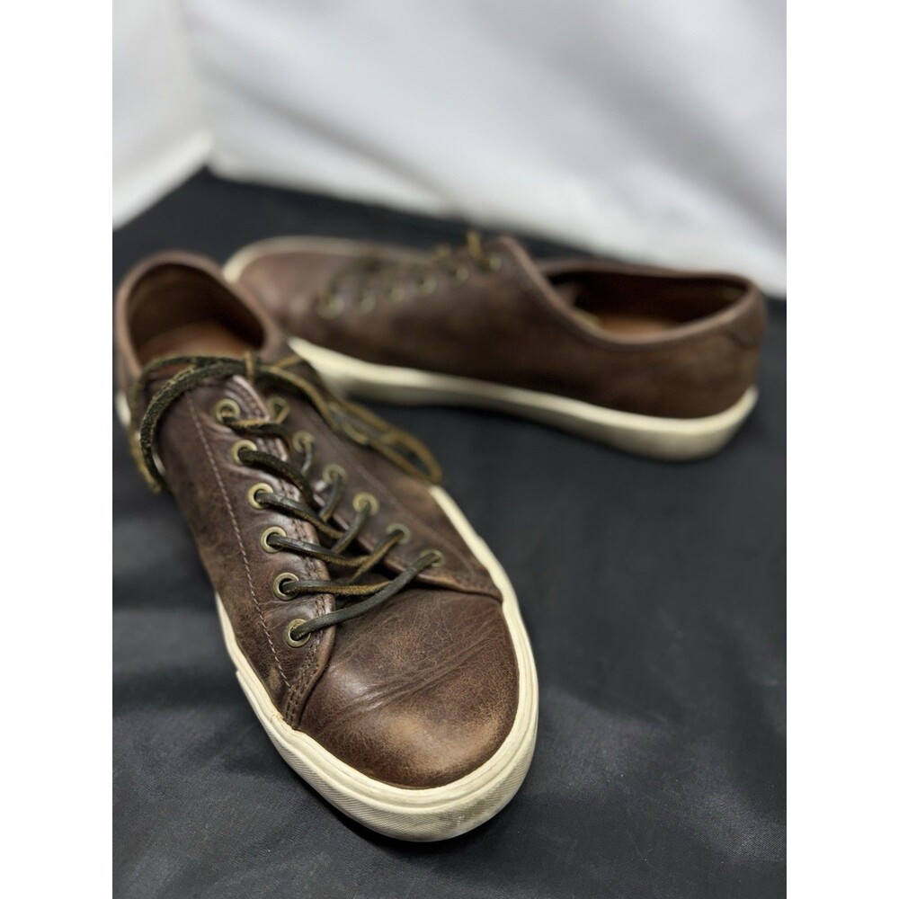 FRYE Brett Leather Lace Up Oxford Low Sneaker Dark Brown Men's 9 - Picture 2 of 6